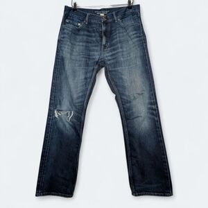 Banana Republic Men's Vintage Straight Jeans 34x30 Medium Wash Distressed Denim